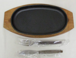 南部鉄器　盛栄堂　鉄板・ステーキ皿・フォーク、ナイフセット　25.5cm×14cm×3組