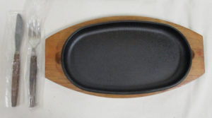 盛栄堂　鉄板・ステーキ皿・フォーク、ナイフセット　25.5cm×14cm×3組